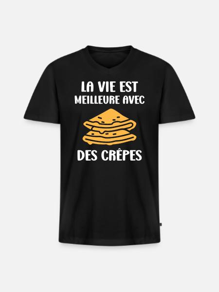 crêpe - T-shirt encolure en V Premium bio Homme - noir