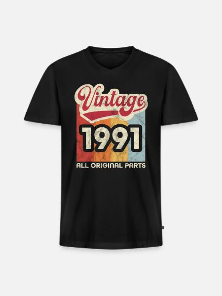 Millésime 1991 - T-shirt encolure en V Premium bio Homme - noir