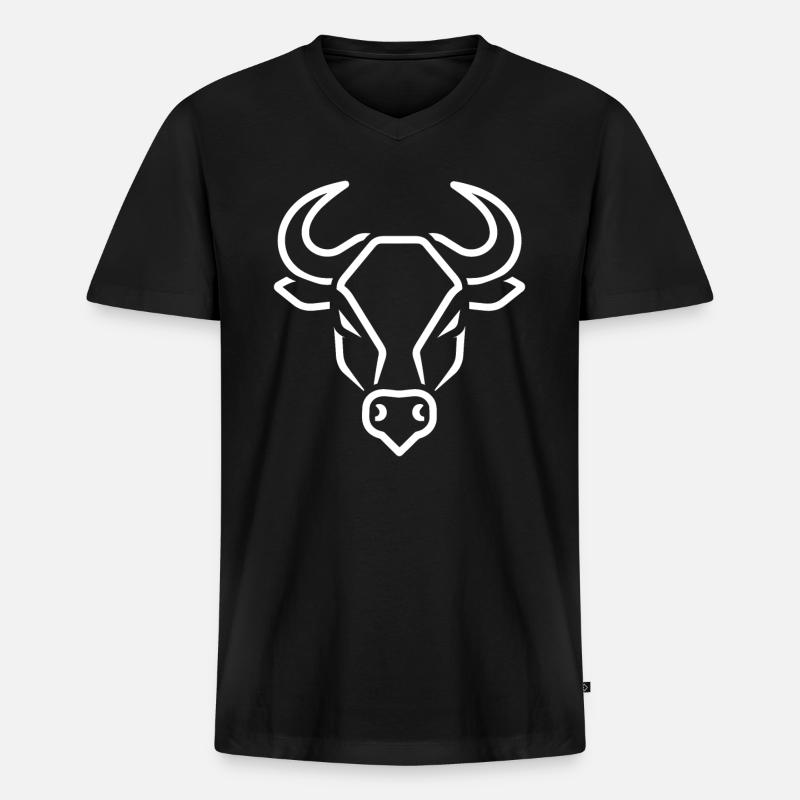 Stier - Männer Premium Bio T-Shirt mit V-Ausschnitt - Schwarz