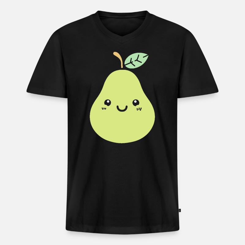 Birne - Männer Premium Bio T-Shirt mit V-Ausschnitt - Schwarz