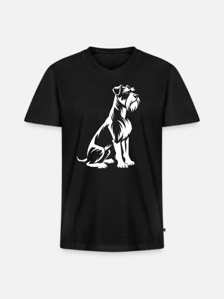 Schnauzer - Männer Premium Bio T-Shirt mit V-Ausschnitt - Schwarz