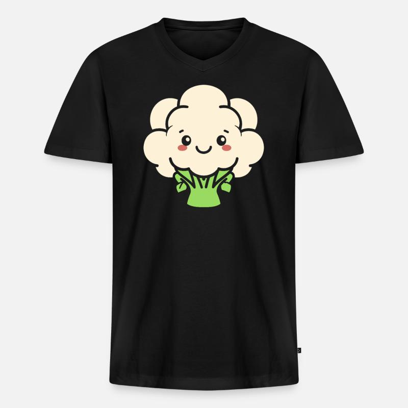 Blumenkohl - Männer Premium Bio T-Shirt mit V-Ausschnitt - Schwarz
