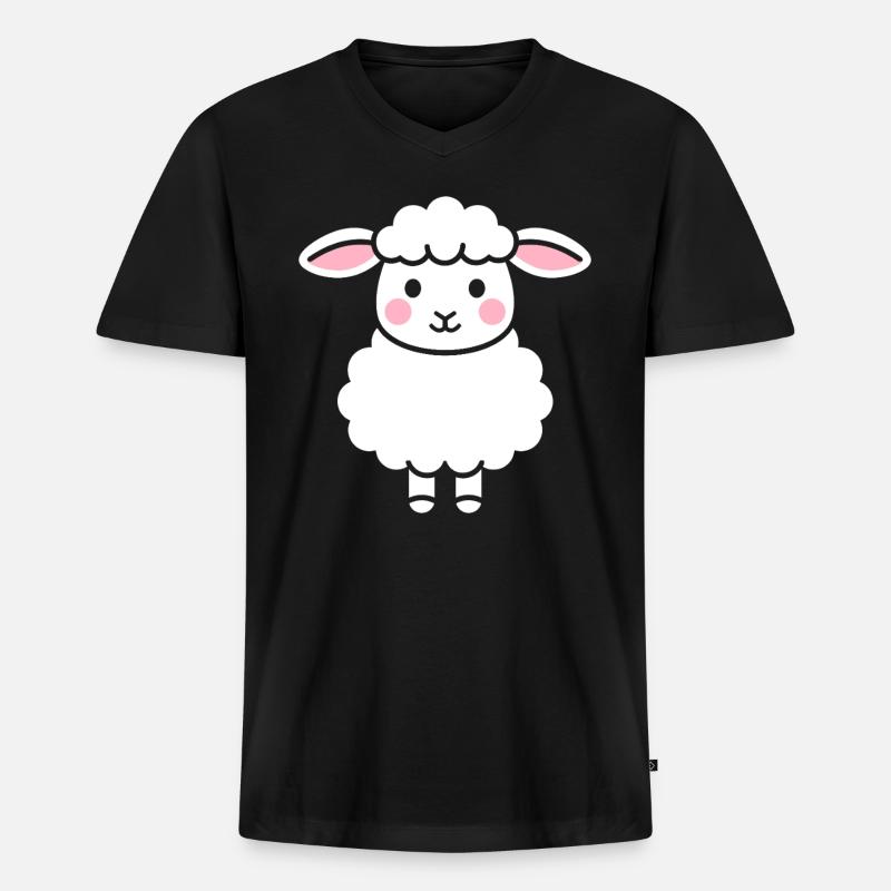 Lamm - Männer Premium Bio T-Shirt mit V-Ausschnitt - Schwarz