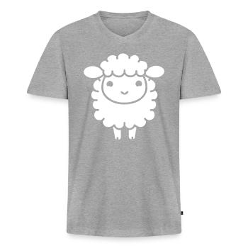Lamb - Men's Premium Organic T-shirt with V-neck - heather grey - Front