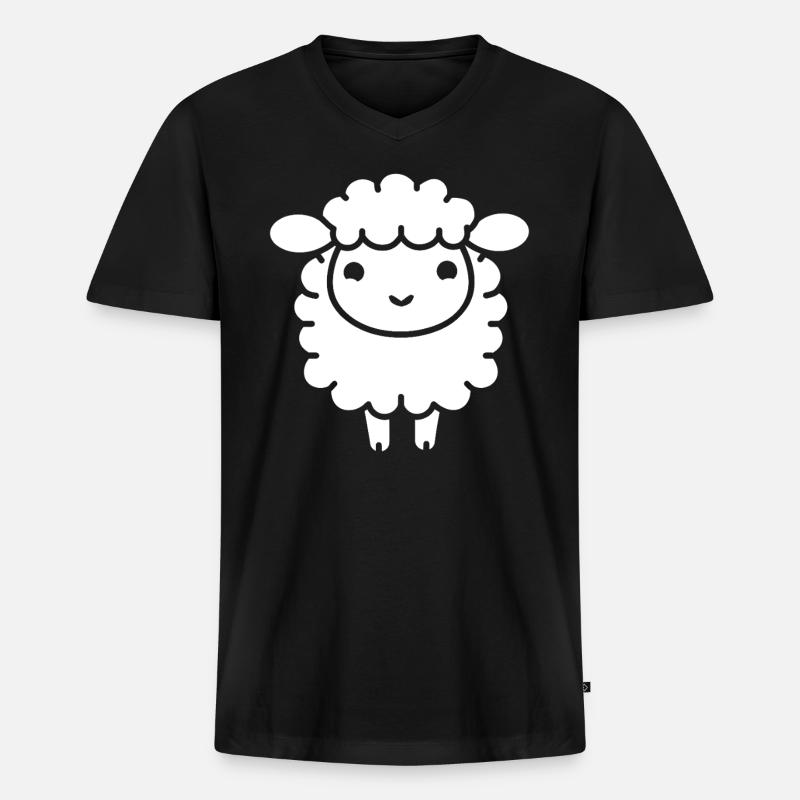 Lamm - Männer Premium Bio T-Shirt mit V-Ausschnitt - Schwarz
