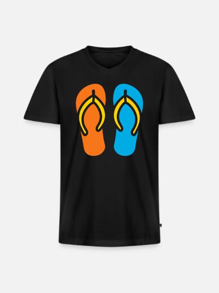Flip flops - Men's Premium Organic T-shirt with V-neck - black