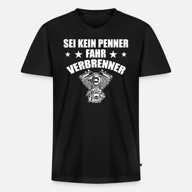Verbrenner Motor Auto Spruch - Männer Premium Bio T-Shirt mit V-Ausschnitt - Schwarz