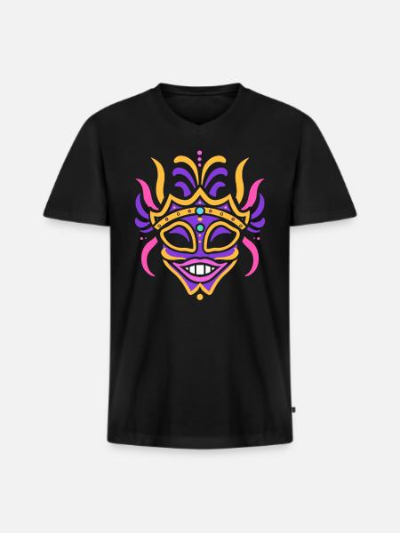 Carnival mask - Men's Premium Organic T-shirt with V-neck - black