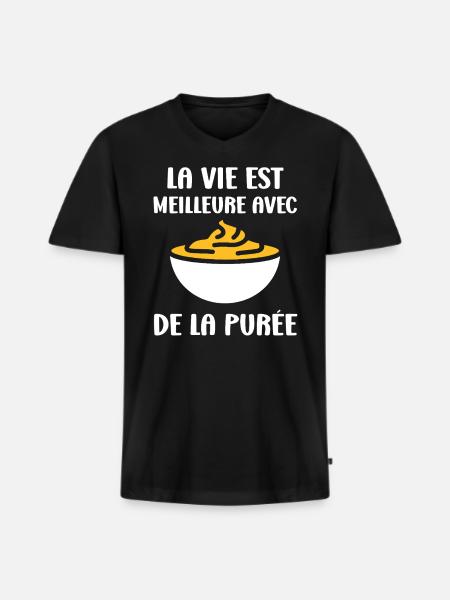 Purée - T-shirt encolure en V Premium bio Homme - noir