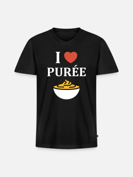 Purée - T-shirt encolure en V Premium bio Homme - noir