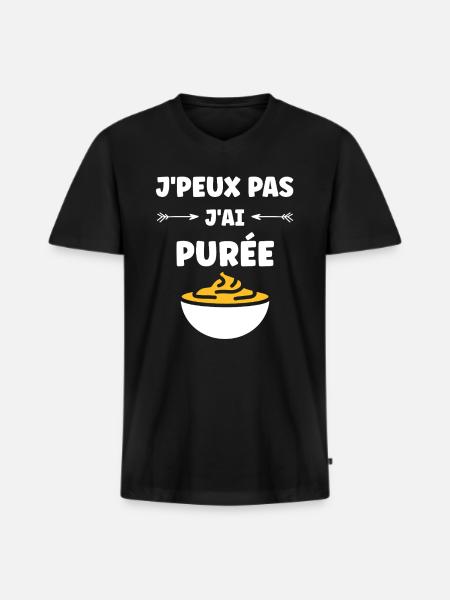 Purée - T-shirt encolure en V Premium bio Homme - noir