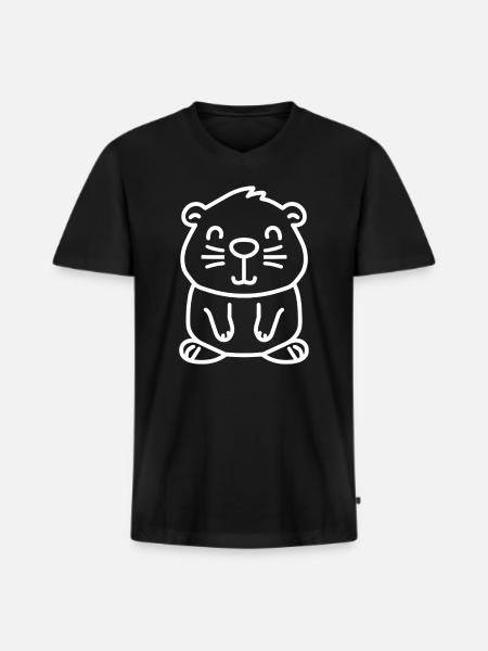 beaver - Men's Premium Organic T-shirt with V-neck - black