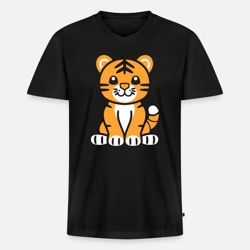 Tiger - Männer Premium Bio T-Shirt mit V-Ausschnitt - Schwarz