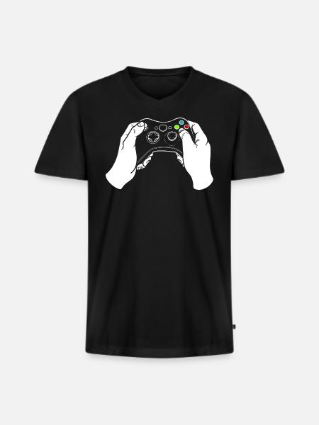 Gaming Controllers - Men's Premium Organic T-shirt with V-neck - black