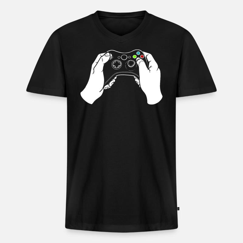 Gaming Controller - Männer Premium Bio T-Shirt mit V-Ausschnitt - Schwarz