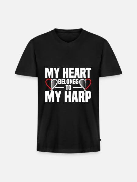 Harfenspieler - Männer Premium Bio T-Shirt mit V-Ausschnitt - Schwarz