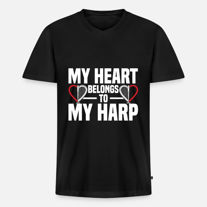 Harfenspieler - Männer Premium Bio T-Shirt mit V-Ausschnitt - Schwarz