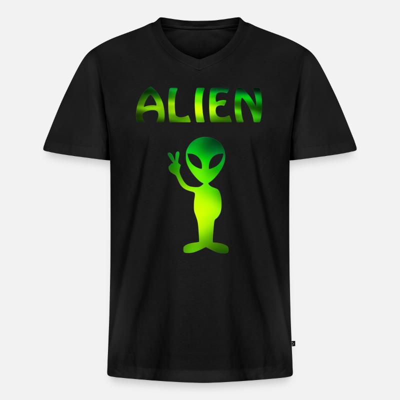 Alien - Männer Premium Bio T-Shirt mit V-Ausschnitt - Schwarz