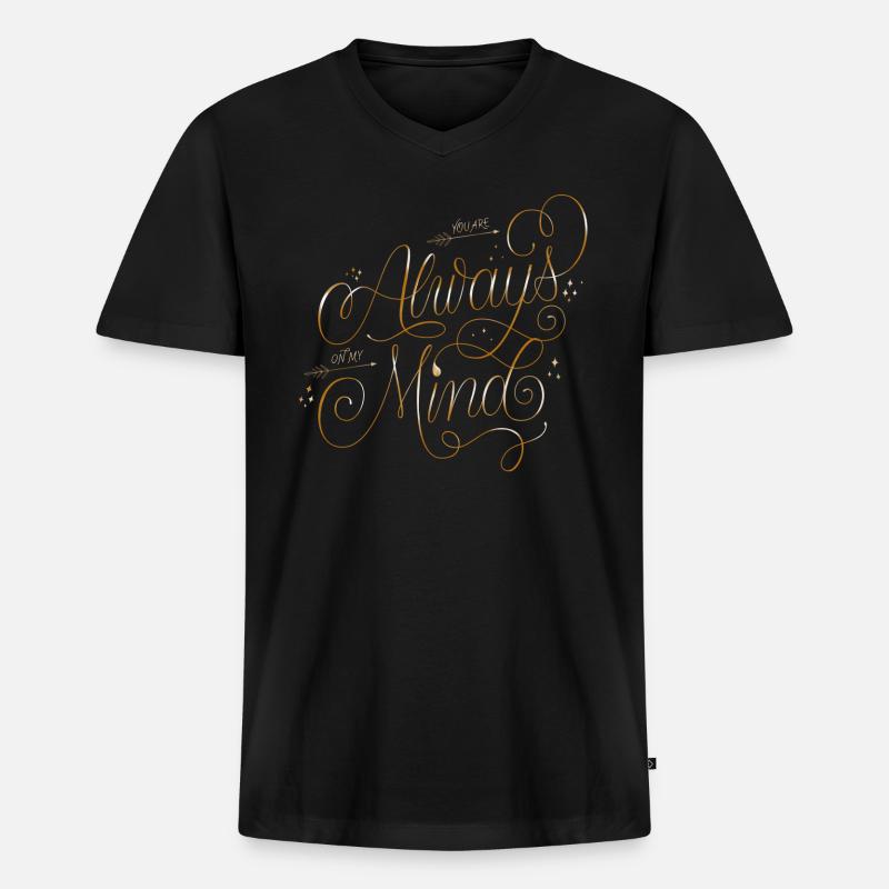 Always on My Mind - Männer Premium Bio T-Shirt mit V-Ausschnitt - Schwarz