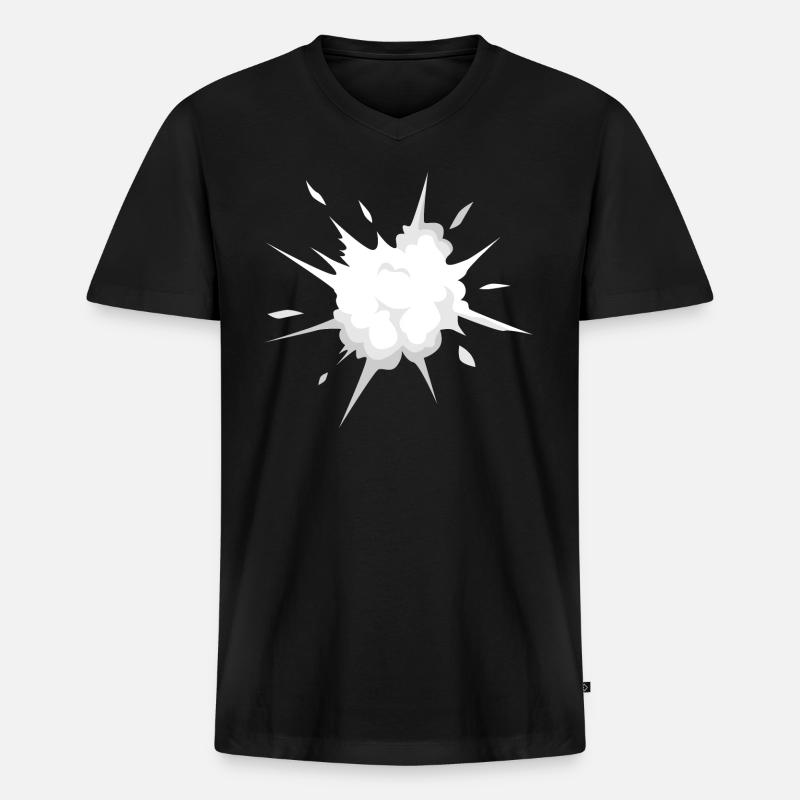 Explosion - Männer Premium Bio T-Shirt mit V-Ausschnitt - Schwarz