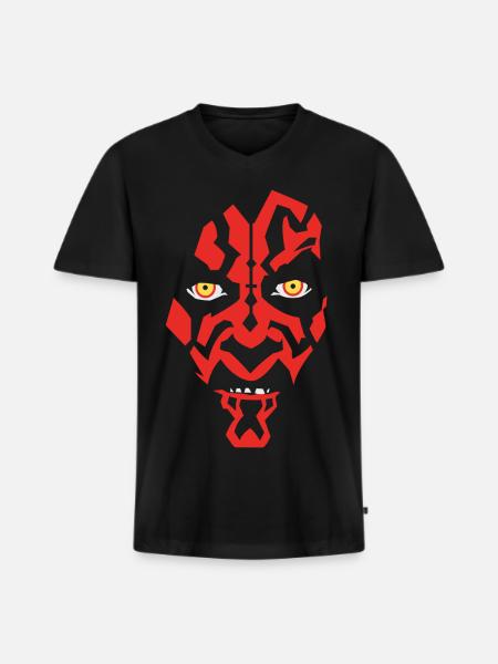 Star Wars Rotes Sith-Gesicht  - Männer Premium Bio T-Shirt mit V-Ausschnitt - Schwarz