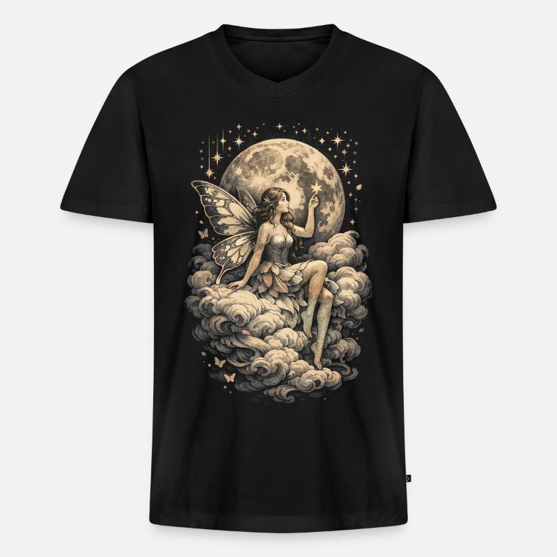 Fairycore Fee Gotisch - Männer Premium Bio T-Shirt mit V-Ausschnitt - Schwarz