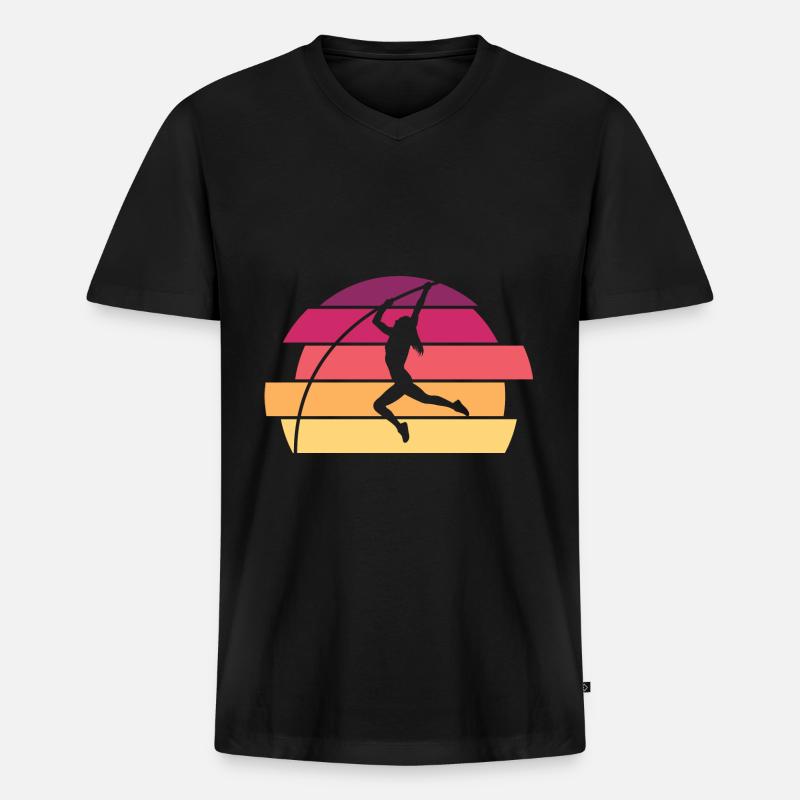 Stabhochspringer - Männer Premium Bio T-Shirt mit V-Ausschnitt - Schwarz