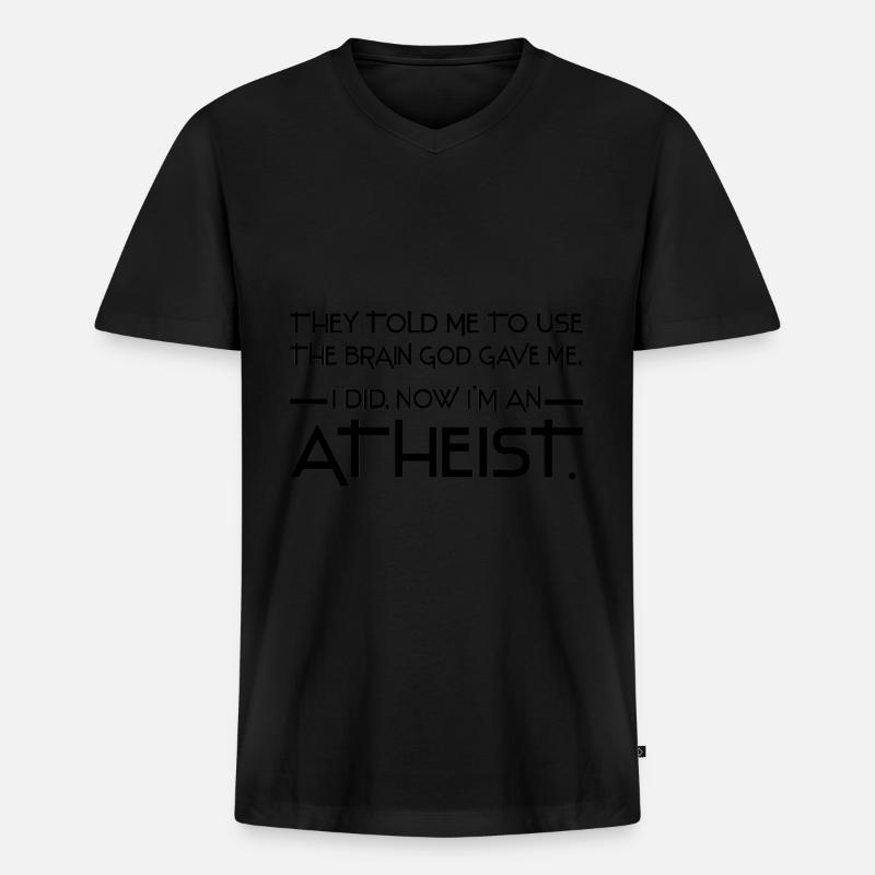Atheismus - Männer Premium Bio T-Shirt mit V-Ausschnitt - Schwarz