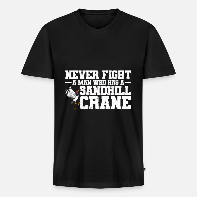 Kranich - Männer Premium Bio T-Shirt mit V-Ausschnitt - Schwarz