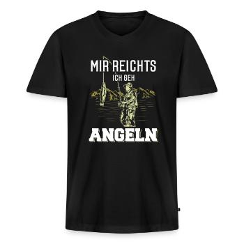 Mir reichts ich geh angeln - Männer Premium Bio T-Shirt mit V-Ausschnitt - Schwarz - Vorne - Nico (187cm)