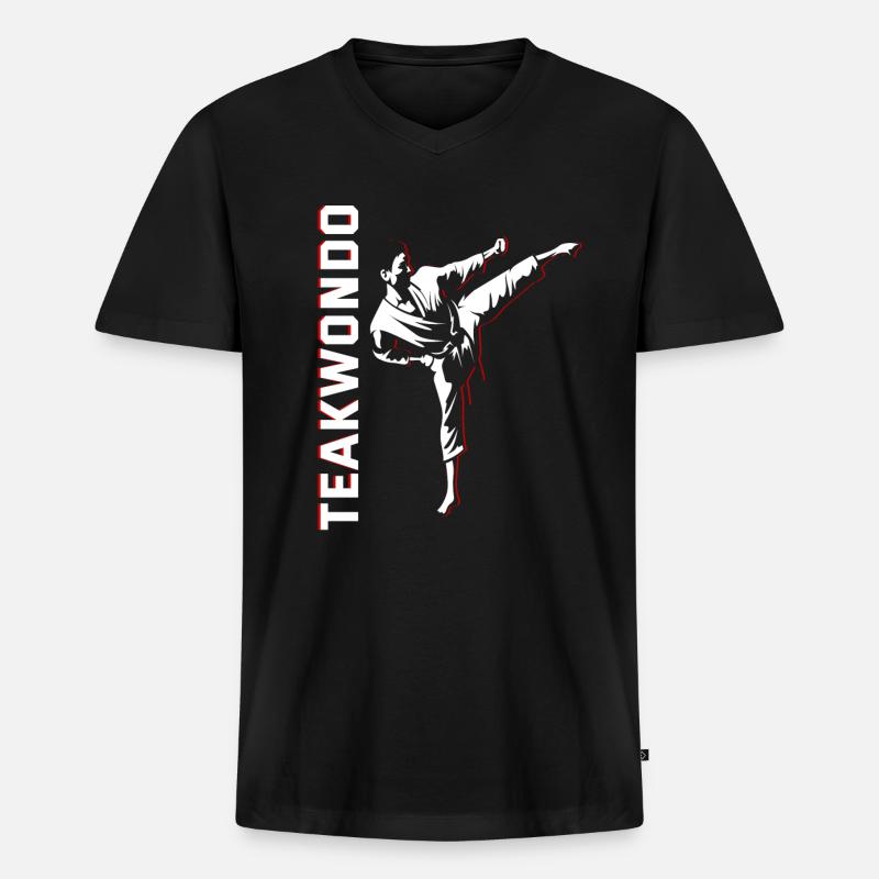 Teakwondo Kampfsport - Männer Premium Bio T-Shirt mit V-Ausschnitt - Schwarz