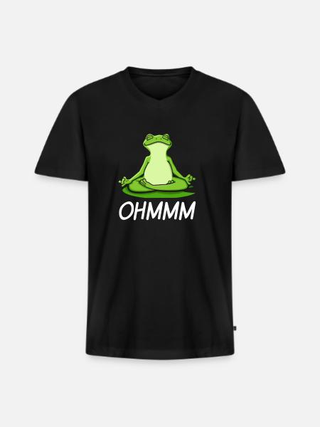 Frosch Ohmmm - Männer Premium Bio T-Shirt mit V-Ausschnitt - Schwarz