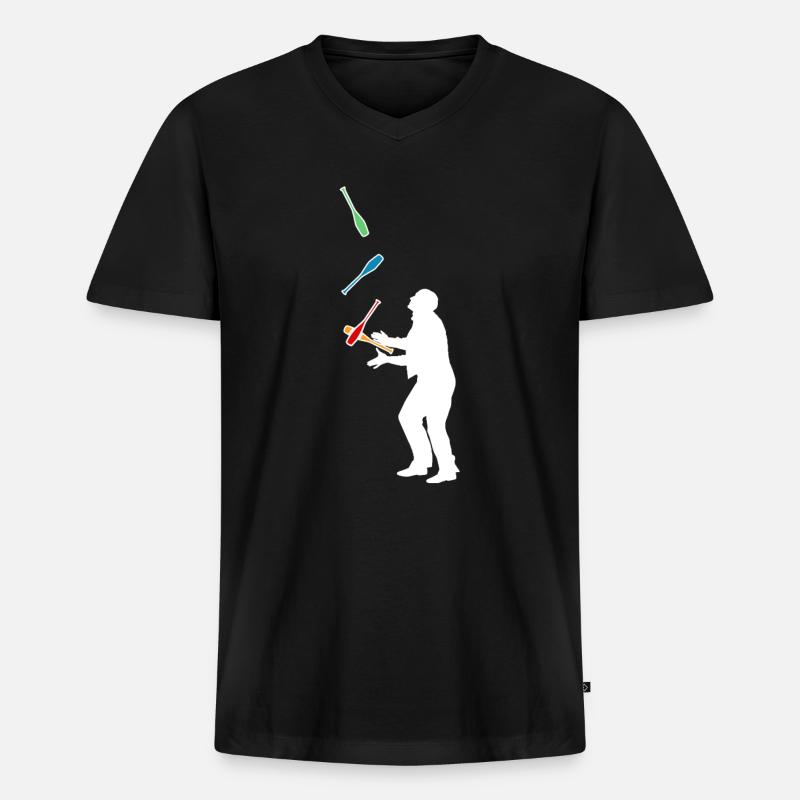 Jongleur - Männer Premium Bio T-Shirt mit V-Ausschnitt - Schwarz