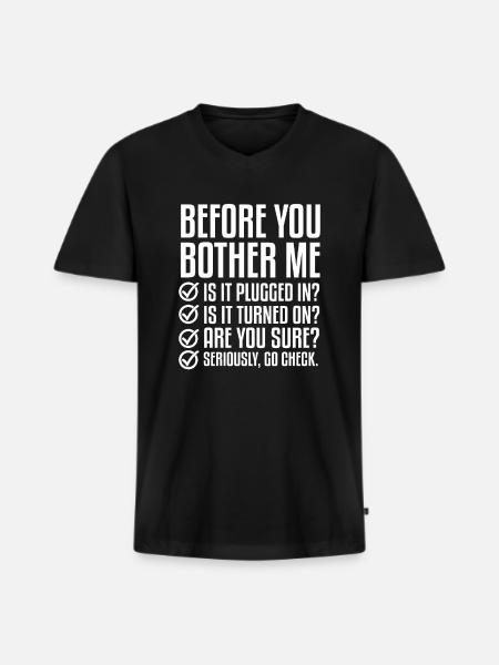 Before you bother me - Men's Premium Organic T-shirt with V-neck - black