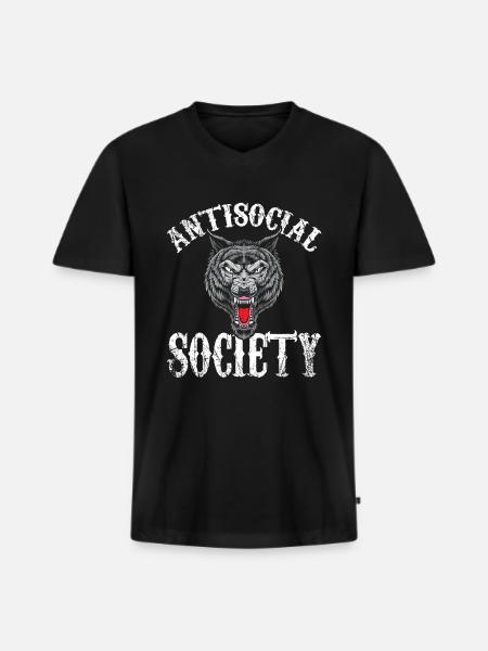 Société antisociale - T-shirt encolure en V Premium bio Homme - noir