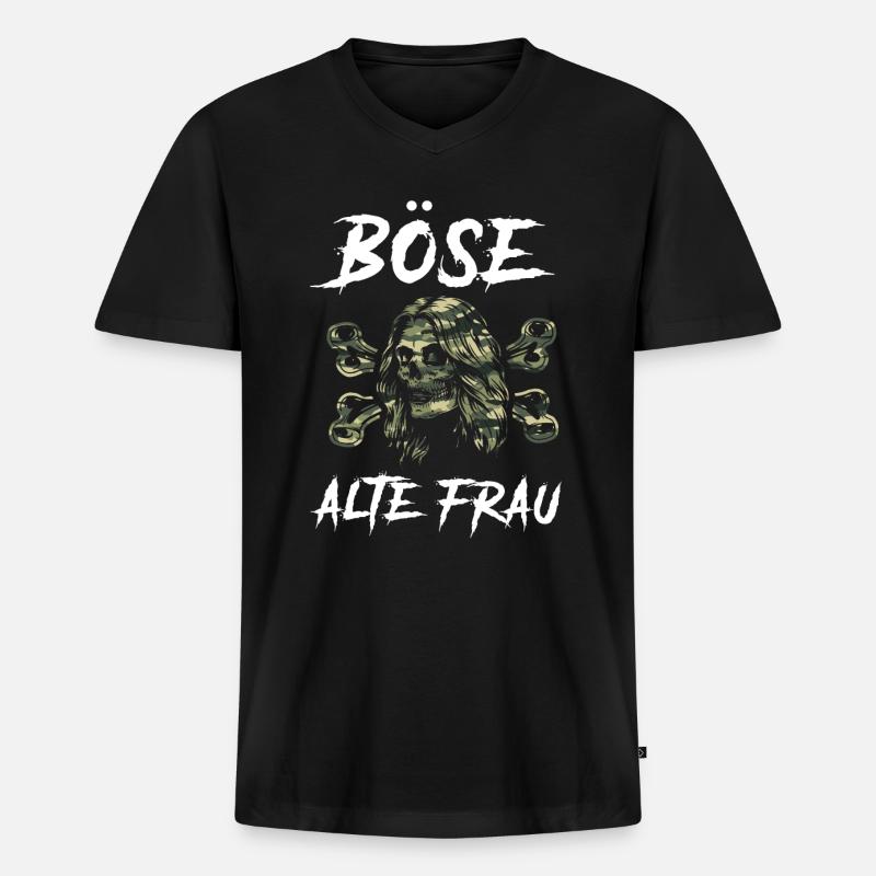 Böse alte Frau - Männer Premium Bio T-Shirt mit V-Ausschnitt - Schwarz