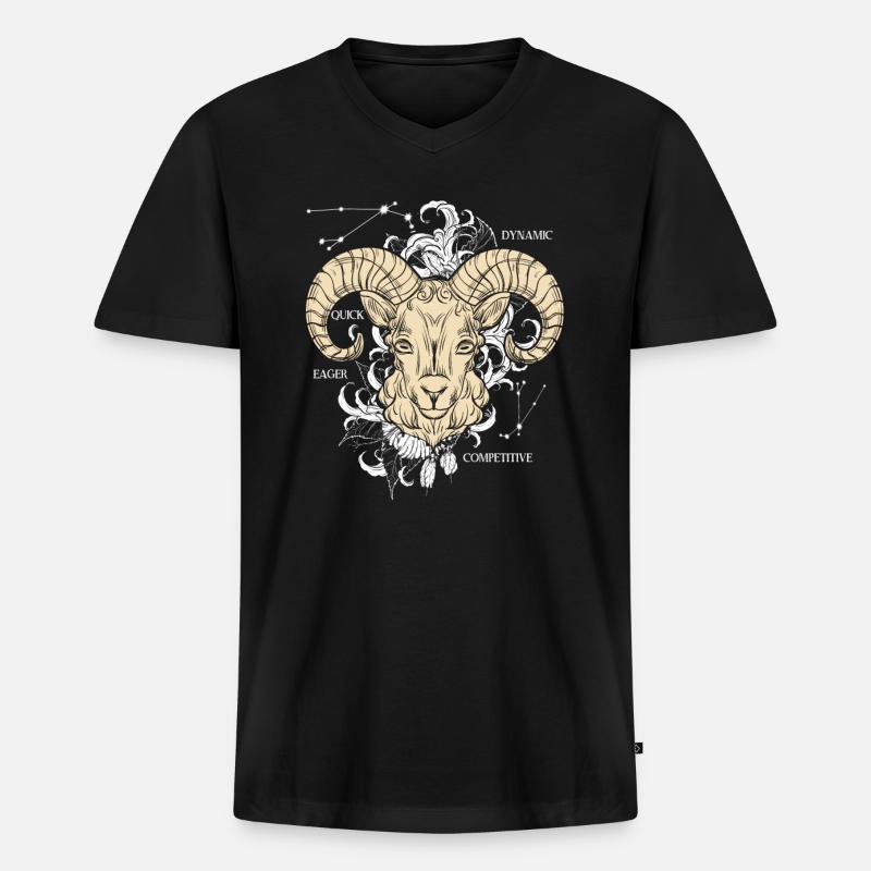Sternzeichen Steinbock - Männer Premium Bio T-Shirt mit V-Ausschnitt - Schwarz