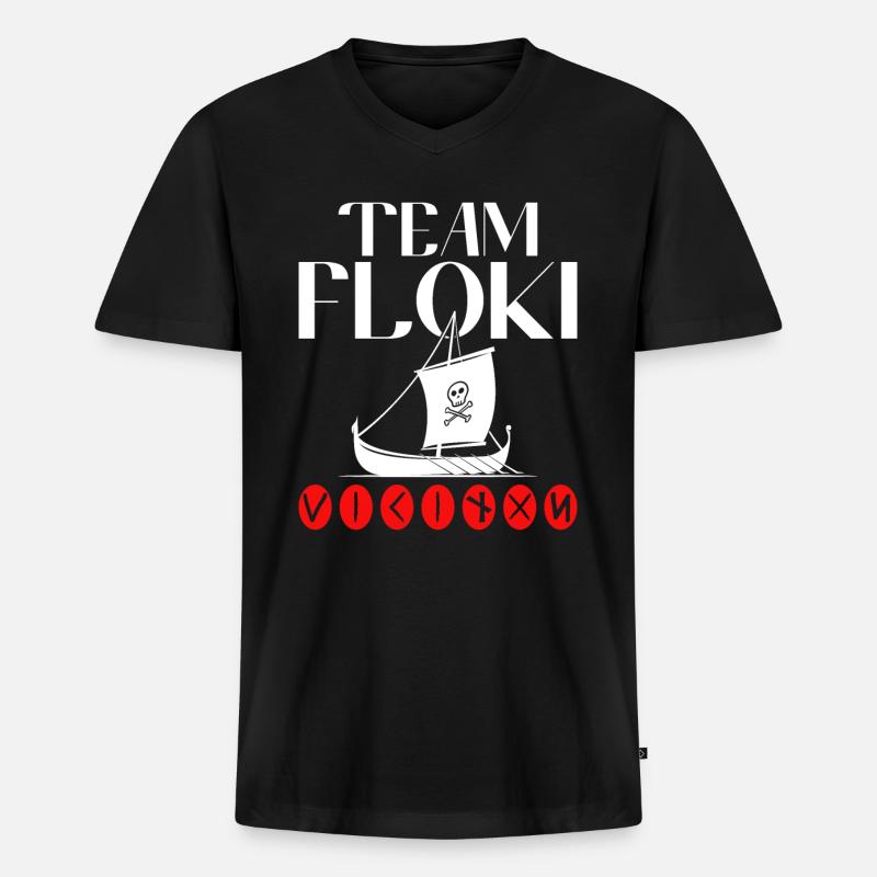 Team Floki der Schiffsbauer - Männer Premium Bio T-Shirt mit V-Ausschnitt - Schwarz