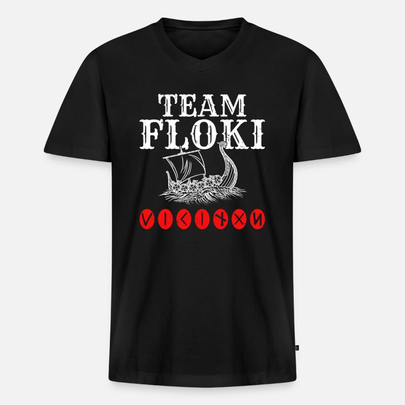 Team Floki der Schiffsbauer - Männer Premium Bio T-Shirt mit V-Ausschnitt - Schwarz