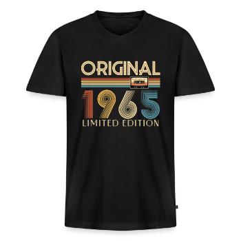60. Geburtstag 60 Jahre Original 1965 - Männer Premium Bio T-Shirt mit V-Ausschnitt - Schwarz - Vorne - Nico (187cm)