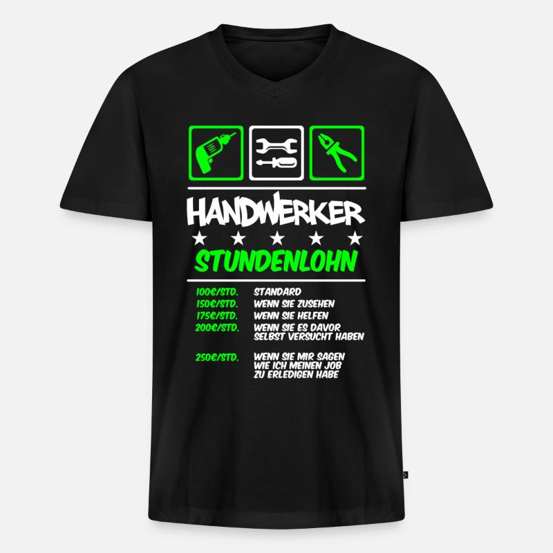 Handwerker Stundenlohn - Männer Premium Bio T-Shirt mit V-Ausschnitt - Schwarz