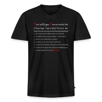 Pompier volontaire drôle de définition - T-shirt encolure en V Premium bio Homme - noir - Devant - Nico (187cm)