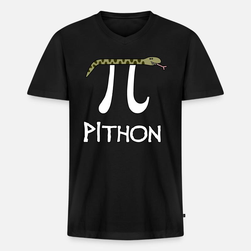 Pithon - Männer Premium Bio T-Shirt mit V-Ausschnitt - Schwarz