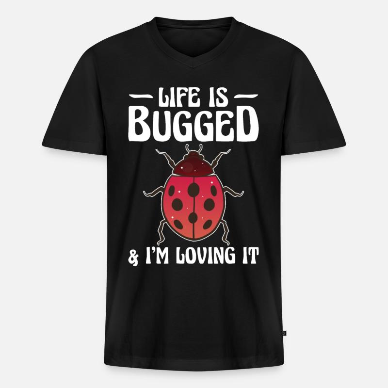 Insekten - Männer Premium Bio T-Shirt mit V-Ausschnitt - Schwarz