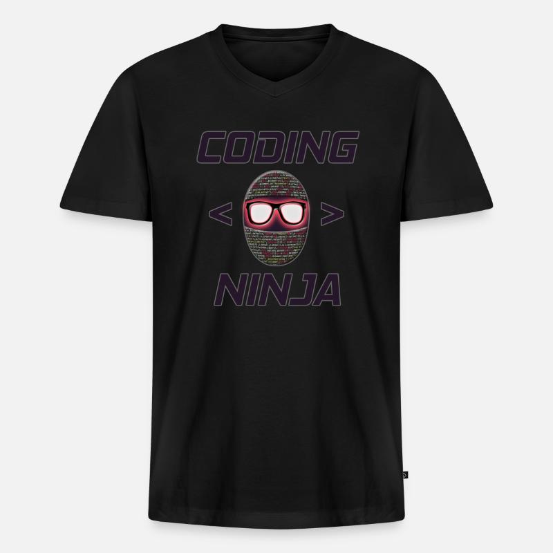 Programmer, Coding Ninja, Gift - Men's Premium Organic T-shirt with V-neck - black