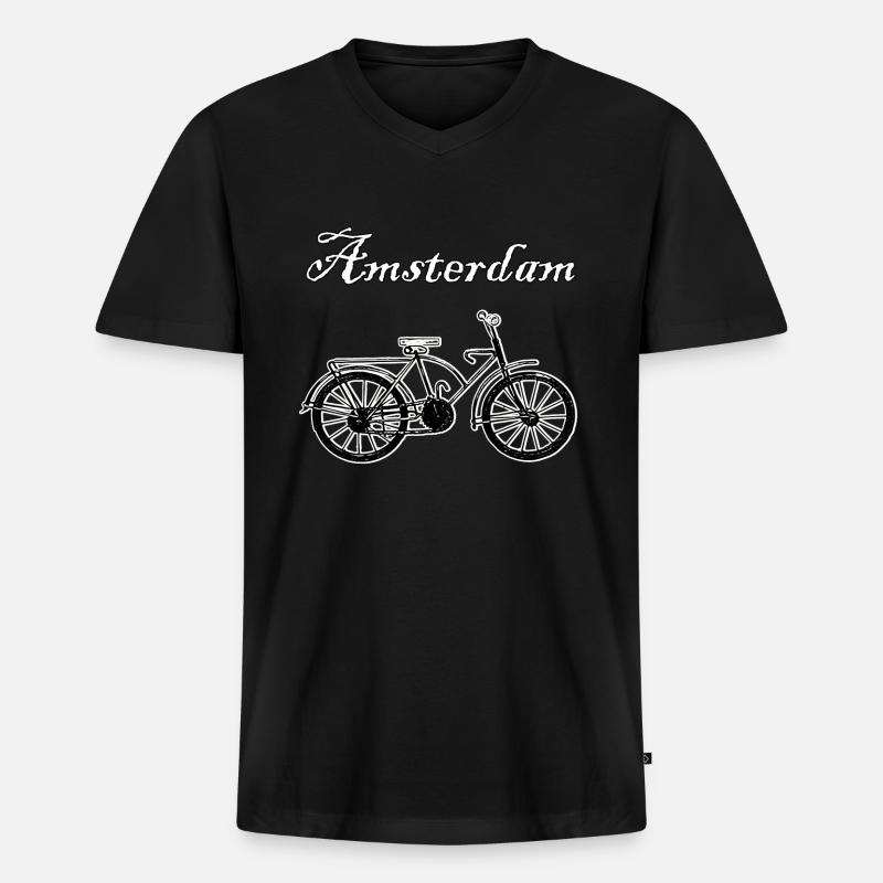 Fahrrad, Amsterdam, Geschenk - Männer Premium Bio T-Shirt mit V-Ausschnitt - Schwarz