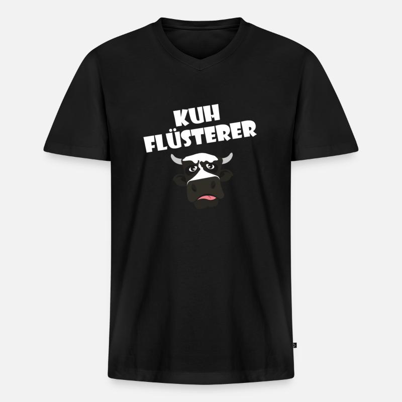 Kuhflüsterer - Männer Premium Bio T-Shirt mit V-Ausschnitt - Schwarz