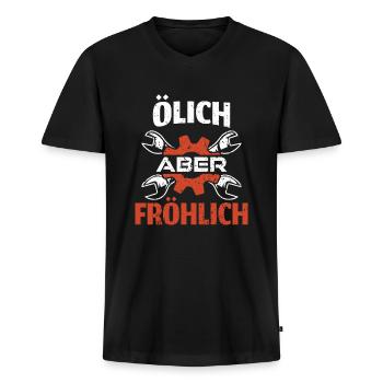 Ölich aber fröhlich KFZ Mechaniker Mechatroniker - Männer Premium Bio T-Shirt mit V-Ausschnitt - Schwarz - Vorne - Nico (187cm)