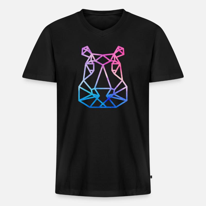 Nilpferd geometrisch - Männer Premium Bio T-Shirt mit V-Ausschnitt - Schwarz
