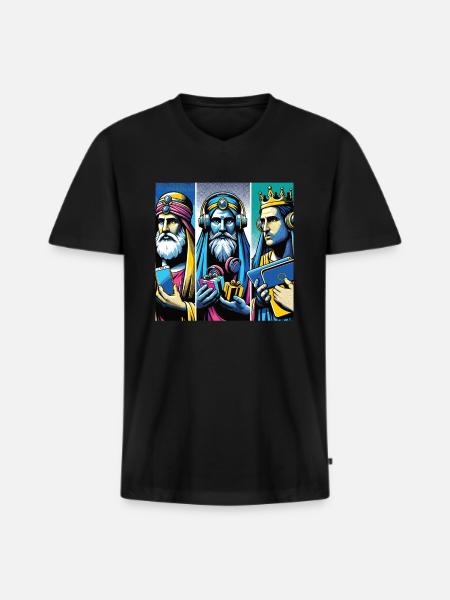 Pop Art Modern Three Kings - Men's Premium Organic T-shirt with V-neck - black